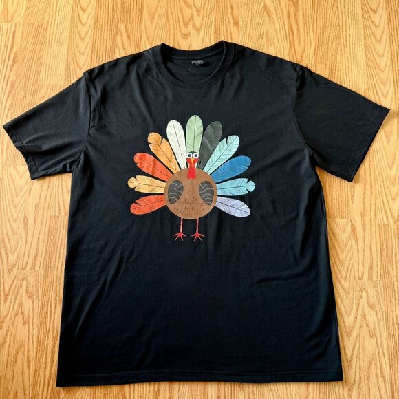 Thanksgiving Turkey T Shirt Size XL Black Cotton Fall Holiday Graphic Top Autumn - Picture 3 of 11